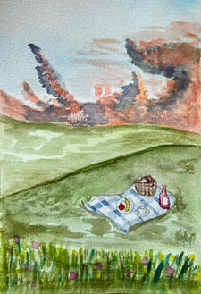 Pretty clouds and open field of grass