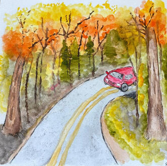 Road tripping during fall time