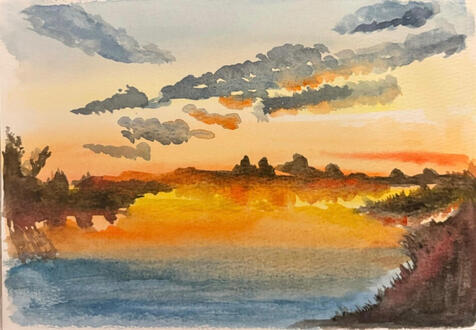 Sunset, artwork followed from a tutorial (forgot from whom)